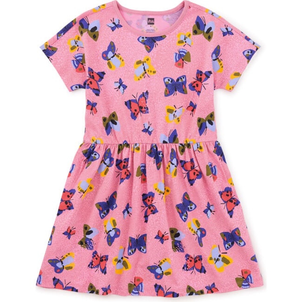 Kids' Pink Butterfly Print Dress
